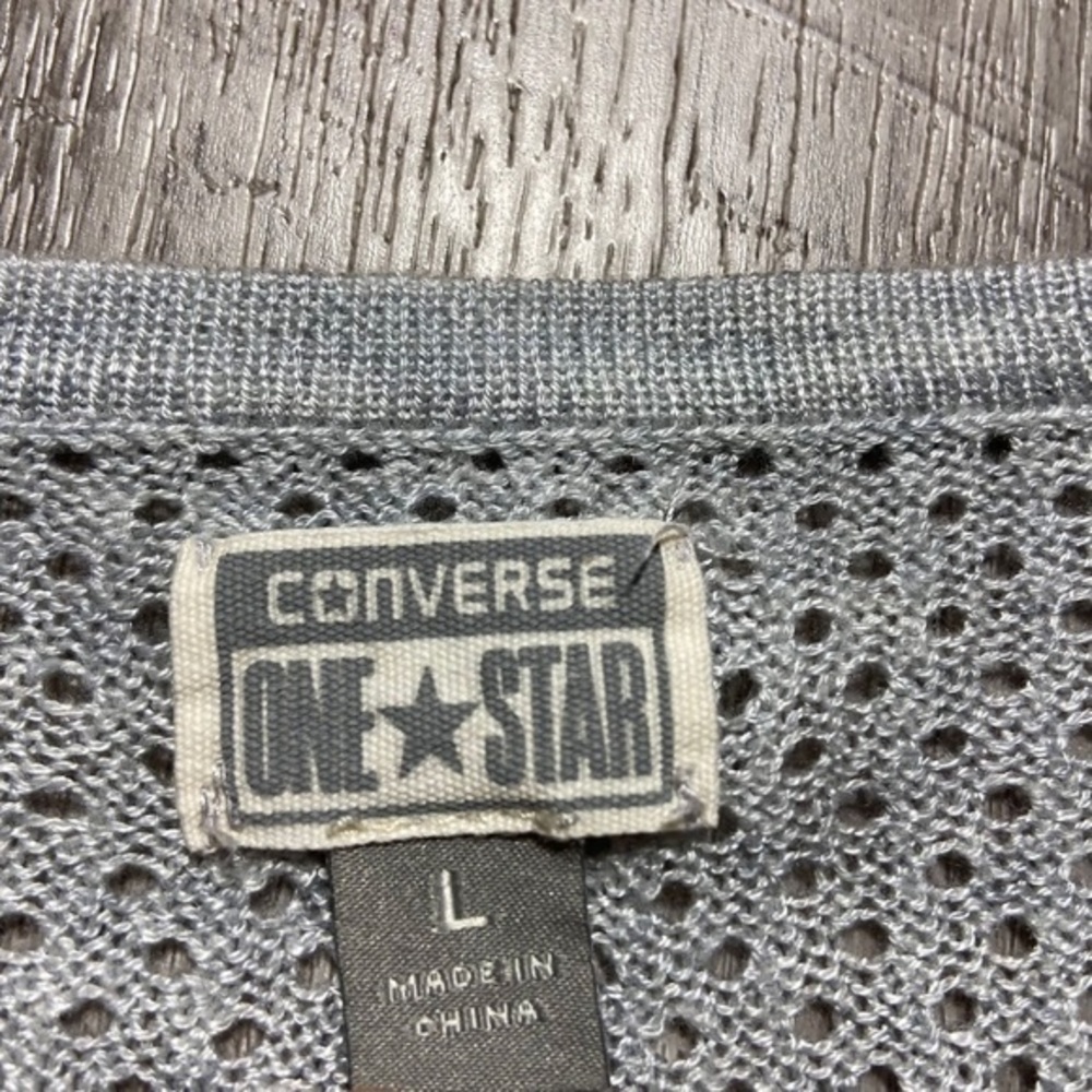 Converse‎ One Star Large Women’s Crochet Knit Striped Sweater Gray Mint - Picture 5 of 10